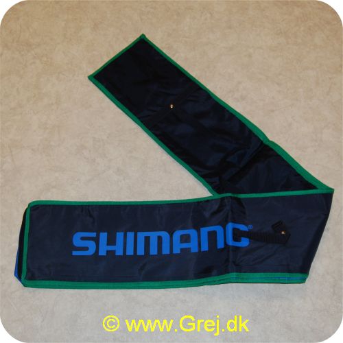 8717009711012 - Shimano Stangtaske til flere stænger op til 9 fods todelte - Mørkeblå med grøn kant - 148 cm lang