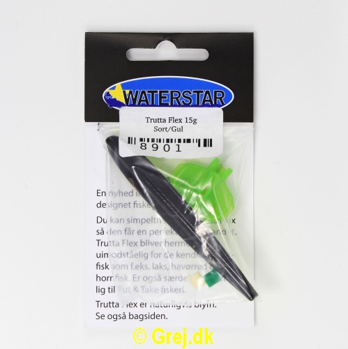 8901 - Trutta Flex - 15 gram - Gul/Sort<BR>En nyhed indenfor individuel designet fiskegrej.<BR>Du kan simpelthen Bøje Trutta Flex så den får den perfekte gang i vandet.<BR>Trutta Flex bliver dermed totalt uimodståelig for de kendte sportsfisk som f.eks. laks. havørred og hornfisk.<BR>Suveræn til Put & Take.