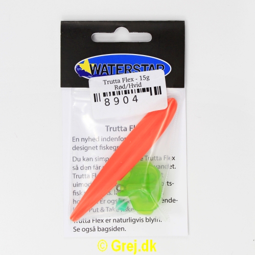 8904 - Trutta Flex - 15 gram - Hvid/Rød<BR>En nyhed indenfor individuel designet fiskegrej.<BR>Du kan simpelthen Bøje Trutta Flex så den får den perfekte gang i vandet.<BR>Trutta Flex bliver dermed totalt uimodståelig for de kendte sportsfisk som f.eks. laks. havørred og hornfisk.<BR>Suveræn til Put & Take.