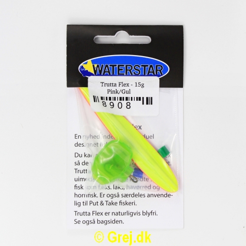 8908 - Trutta Flex - 15 gram - Pink/GulEn nyhed indenfor individuel designet fiskegrej.Du kan simpelthen Bøje Trutta Flex så den får den perfekte gang i vandet.Trutta Flex bliver dermed totalt uimodståelig for de kendte sportsfisk som f.eks. laks. havørred og hornfisk.Suveræn til Put & Take.