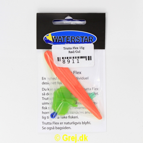 8911 - Trutta Flex - 15 gram - Gul/Rød<BR>En nyhed indenfor individuel designet fiskegrej.<BR>Du kan simpelthen Bøje Trutta Flex så den får den perfekte gang i vandet.<BR>Trutta Flex bliver dermed totalt uimodståelig for de kendte sportsfisk som f.eks. laks. havørred og hornfisk.<BR>Suveræn til Put & Take.