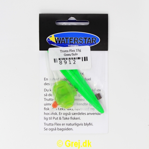 8912 - Trutta Flex - 15 gram - Grøn/Sølv<BR>En nyhed indenfor individuel designet fiskegrej.<BR>Du kan simpelthen Bøje Trutta Flex så den får den perfekte gang i vandet.<BR>Trutta Flex bliver dermed totalt uimodståelig for de kendte sportsfisk som f.eks. laks. havørred og hornfisk.<BR>Suveræn til Put & Take.