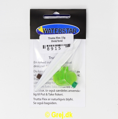 8915 - Trutta Flex - 15 gram - Hvid<BR>En nyhed indenfor individuel designet fiskegrej.<BR>Du kan simpelthen Bøje Trutta Flex så den får den perfekte gang i vandet.<BR>Trutta Flex bliver dermed totalt uimodståelig for de kendte sportsfisk som f.eks. laks. havørred og hornfisk.<BR>Suveræn til Put & Take.