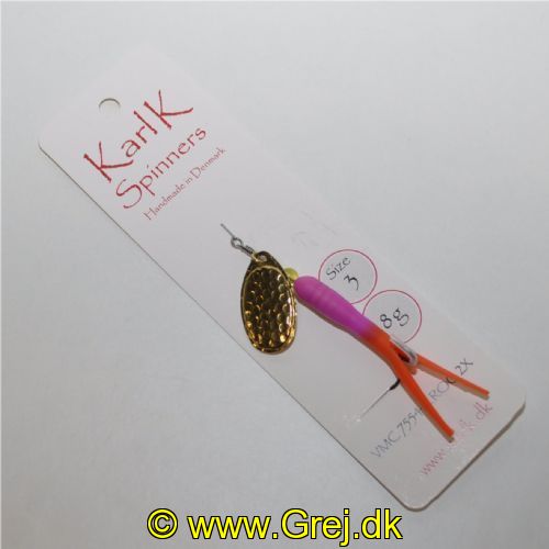 896421308 - Karl K Spinners - Put and Take - 8g - Str. 3 - Lilla/Orange gummi og guld blad