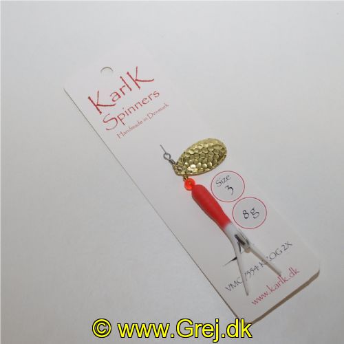 896914308 - Karl K Spinners - Put and Take - 8g - Str. 3 - Rød/Hvid gummi og guld blad