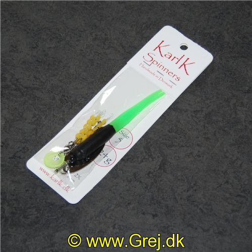 91909524 - Karl K Gennemløber - 24g - Str. 5 - Sort/Lysegrøn gummi og Sølv blad