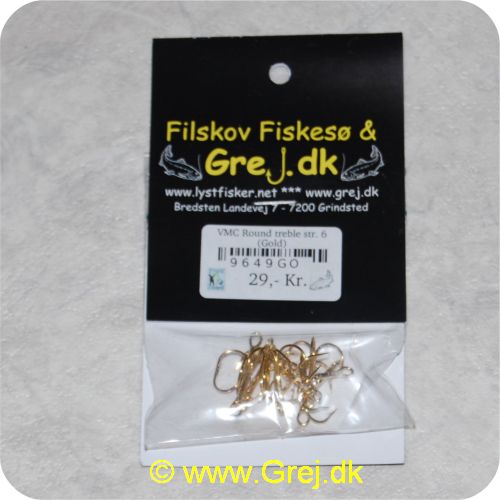 9649GO - VMC trekroge str. 6 - 10 stk - Gold - 9649GO Til spinne-,mede- og fluefiskeri