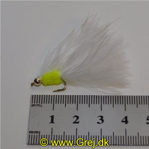 A0111 - CatWhisker - Mini GH Herning Flue - Farve: Chartreuse med hvid hale og sølv hoved - Str. : 10