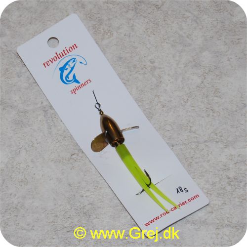 DEV18CH - Devon Kondomspinner med propel 18 gram - Messing propel - Chartreuse hale