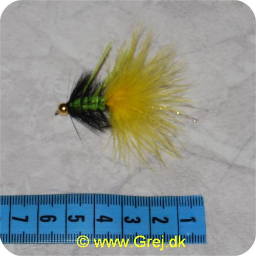 FL00120 - Unique Flies -  UF Dog Nobbler - Tiger - Gul/sort/grøn