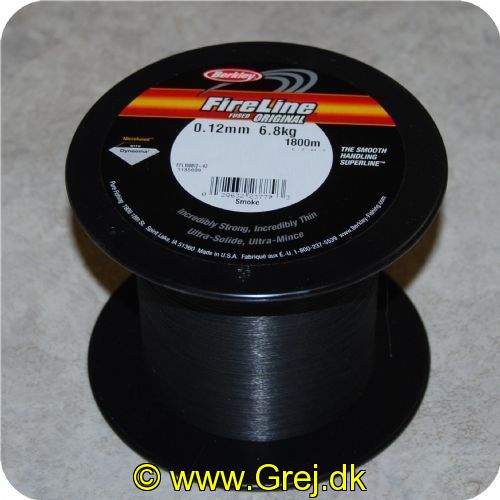 FL012 - Berkley Fireline - 0.12 mm - 6.8 kg - 1800 meter - Smoke - Hel spole