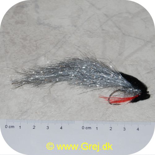 FL11279 - Sea Trout Flies -  Tinseli Fly Silver - Sort/rød/sølv