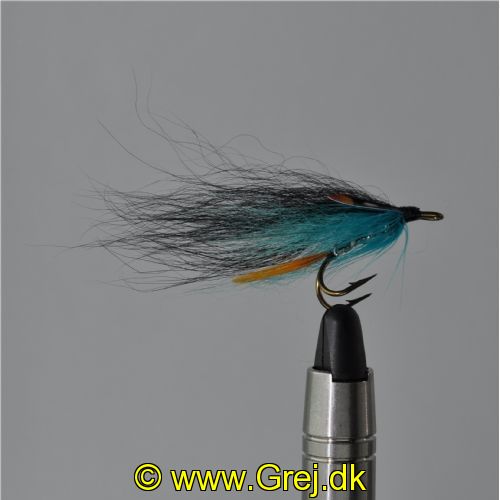 FLY0725 - Black Blue Silver j.c sup - Str.6<br>Bundet på brun krog nedad bøjet øje<BR>(Hedder også Midtnight blue)