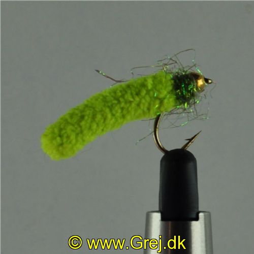 GHMAG003 - Maggot - Farve: Chartreuse med grøn glimmer og guld hoved - Str. : 10