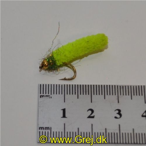 GHMAG003 - Maggot - Farve: Chartreuse med grøn glimmer og guld hoved - Str. : 10