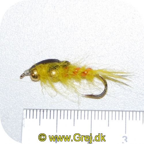 GU0003 - Enkeltkrog - Str. 8 - grøn krop - 2 goldhead gul krop med rød stribe og gul hale 