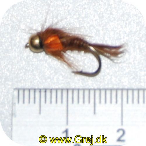 GU0013 - Enkeltkrog - Str. 10 - brun / orange  krop - goldhead - og brun hale - brunt hackel 
