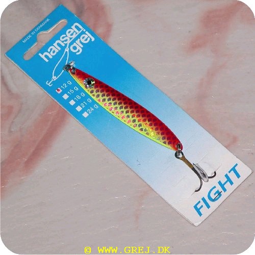 HF12G01 - Fight - 12 g. - rød/gul fiskeformet