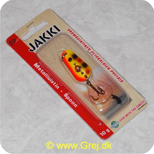 JAK1129 - JAKKI Saurus ske blink - 10g - Orange/gul med perle og mørke pletter - Finsk