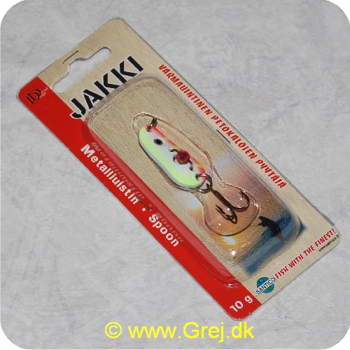JAK889 - JAKKI Saurus ske blink - 10g - Orange/hvid/gul med perle - Finsk