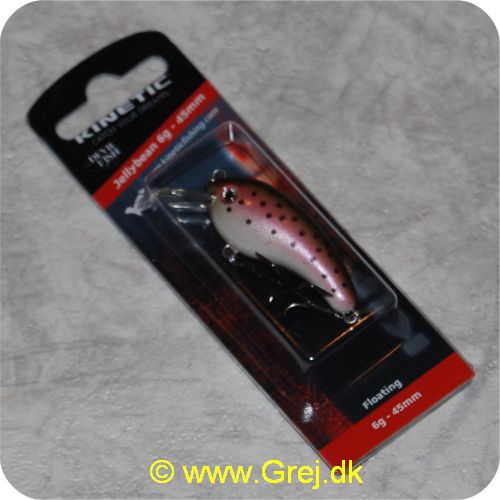 JELLY6ORH - Kinetic Jellybean Wobler 6 gram - 45mm - Oliven/rød/hvid - flydende