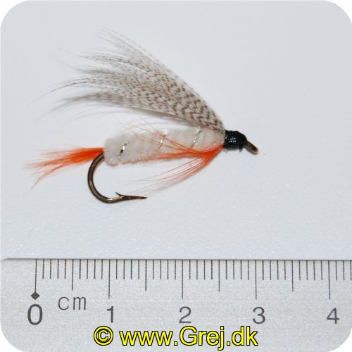 MS002 - Streamer str.8 - White Queen med orange hale og ben