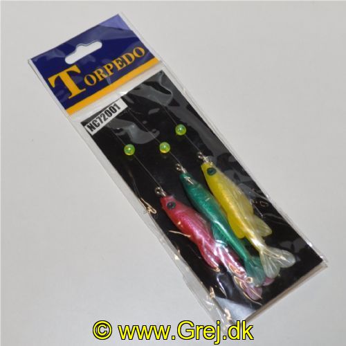 NC72001 - Torskeforfang - 3 små fisk i forskellige farver med perler og øjn