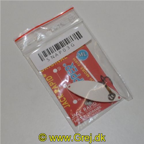 SNAP03G - Den originale Jack Rapid ML Snapper 3 gram - Hvid - Med krog som er monteret med springring
