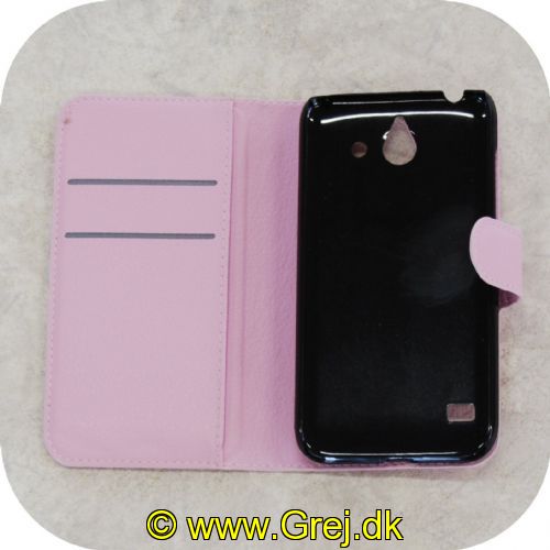 TCOVER103 - Huawei Ascend Y550 læder flip cover i Lyserød.