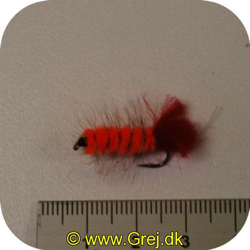 UF0010 - Enkeltkrog put and take flue - Str. 10 - orange krop - rød hale og grå hackel 