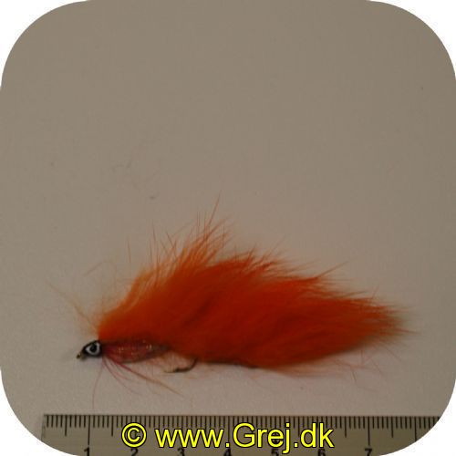 UF0012 - Enkeltkrog flue - Str. 10 - flash krop - sort hovede med øge . lang orange hale . og rød hackel 