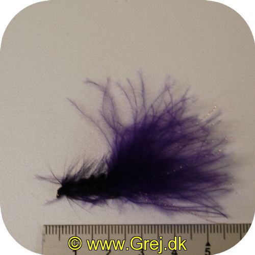UF0013 - Enkeltkrog put and take flue - Str. 10 - lilla krop med sølv stribe . lilla hackel og lilla hale med sølv flash 