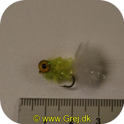 UF0017 - Enkeltkrog put and take flue- Str. 10 - gul flash krop og hvid hale . med dobbelt øget tungstens hovede 