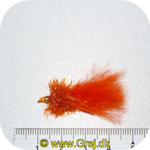 UF0026 - Enkeltkrog flue- Str. 8 - orange flash krop og orange hale . og et lille tungstens hovede 