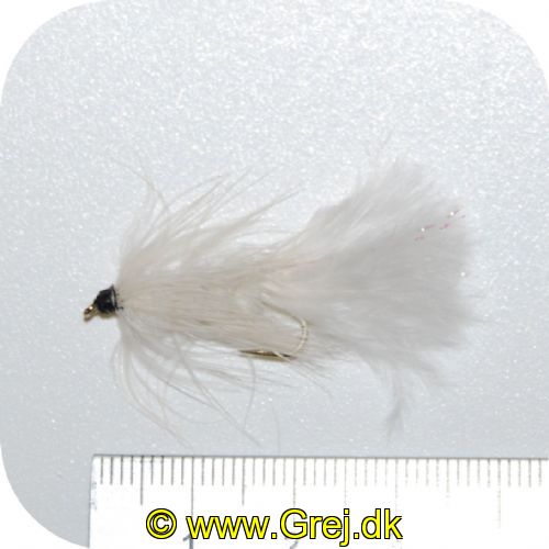 UF0081 - Enkeltkrog tørflue- Str. 8 - hvid krop med hvid hackel og hvid hale med sølv flash
(se billede)