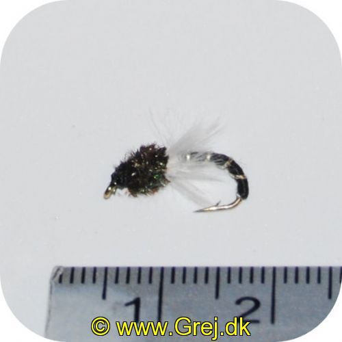 UF0107 - Enkeltkrog tørflue- Str. 14 - grøn krop med grøn hackel - grøn hale og grå vinge 
