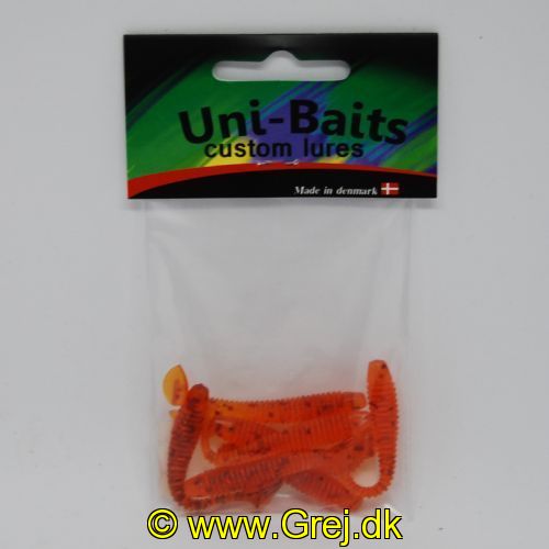 UN0407 - Uni-baits dansk . paddle tail jig med en livlige og lokkende gang i vandet 7 stk Farve : Orange med Rød glimmer