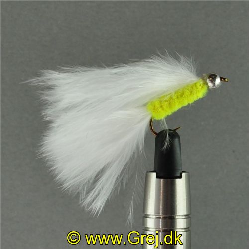 WS0167 - Long Shank - Bh Cat Whisker - Farve: Chartreuse/Hvid med sølv hoved - Str. : 10