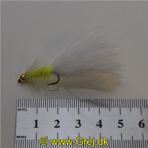 WS4916 - Long Shank - Cat Whisker - Farve: Chartreuse/Hvid med messing hoved - Str. : 10