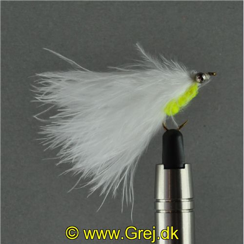 WS919 - Long Shank - Eyed Cat Whisker - Farve: Chartreuse/Hvid med sølv hoved - Str. : 10