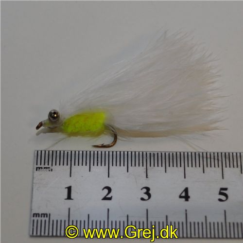 WS919 - Long Shank - Eyed Cat Whisker - Farve: Chartreuse/Hvid med sølv hoved - Str. : 10